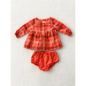 Cat & Jack Orange Plaid Dress with Diaper Cover 0-3 Months
